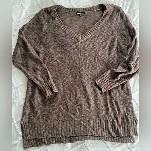 Charlotte Russe Brown V-Neck Cozy Knit Sweater